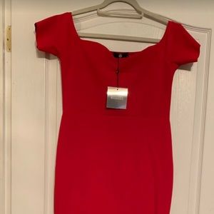 Red bardot dress